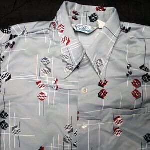 Vintage DaVinci Delfina Abstract Geometric Polyester Disco Shirt